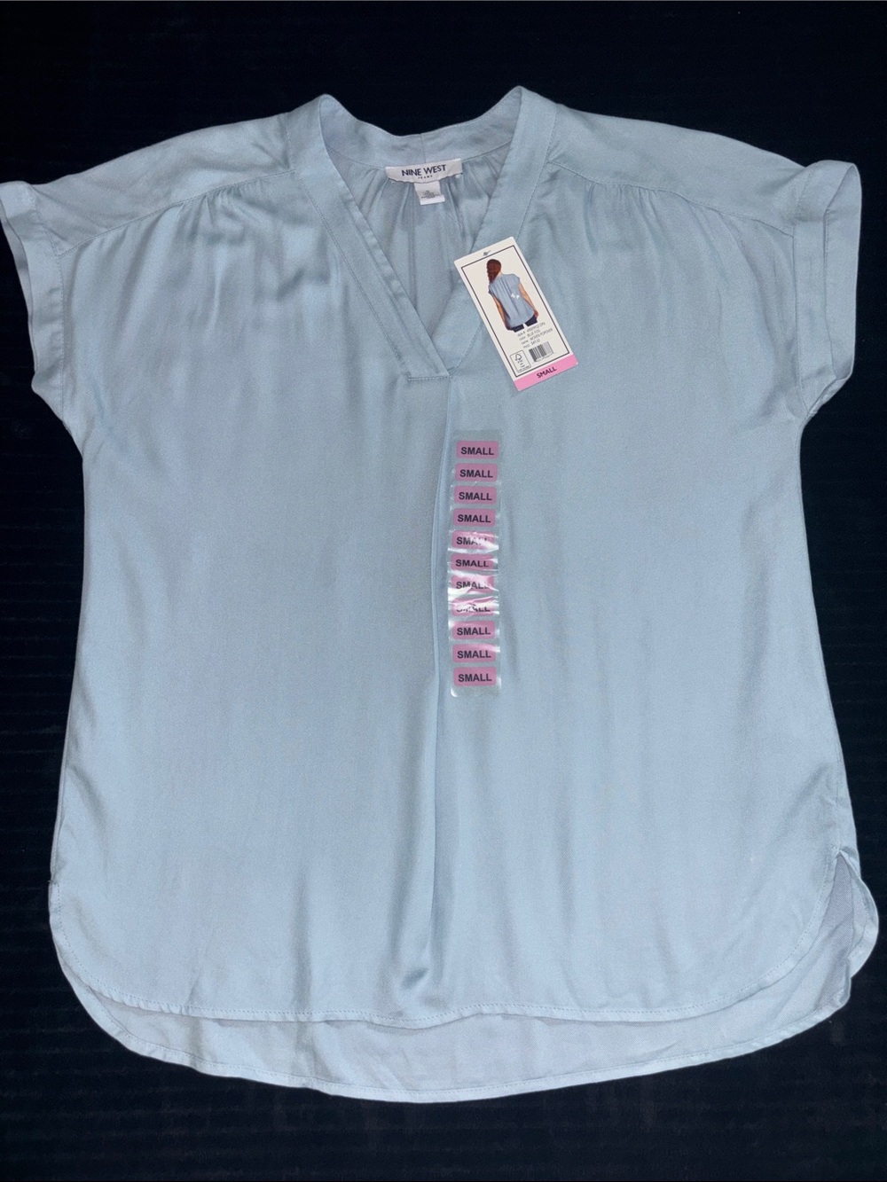 Light Blue V-Neck Short Sleeve Women's Top